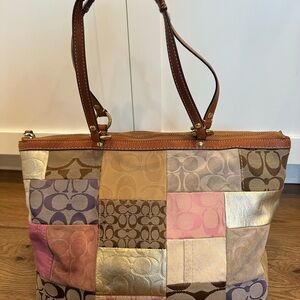 Vintage Coach Multicolor Patchwork Tote 11711